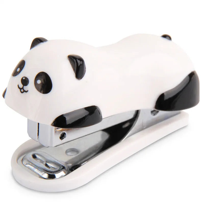 Cartoon panda No. 10 stapler in black and white on a desk