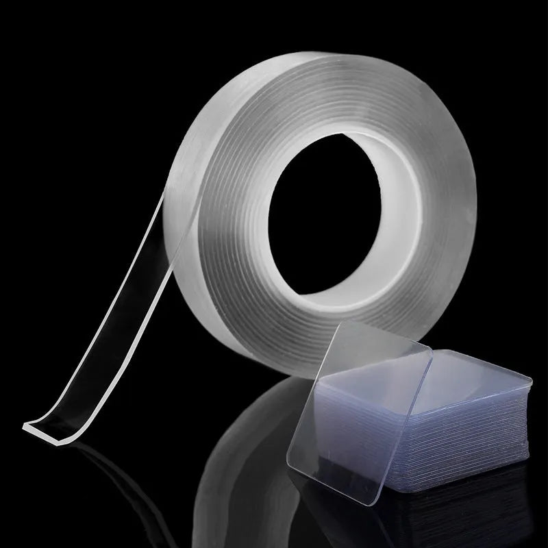 Ten transparent 6cm square double-sided adhesive patches for strong permanent mounting
