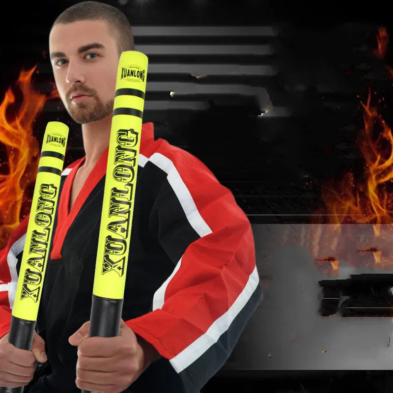 Boxing target stick pair, 57cm PU foam and hard plastic training sticks in orange, green or pink