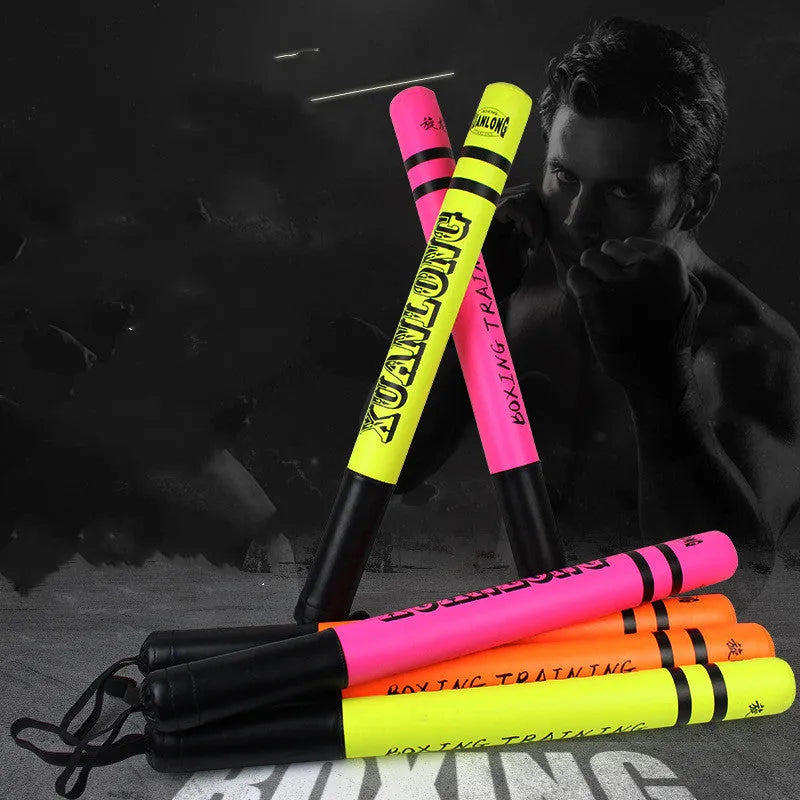 Boxing target stick pair, 57cm PU foam and hard plastic training sticks in orange, green or pink