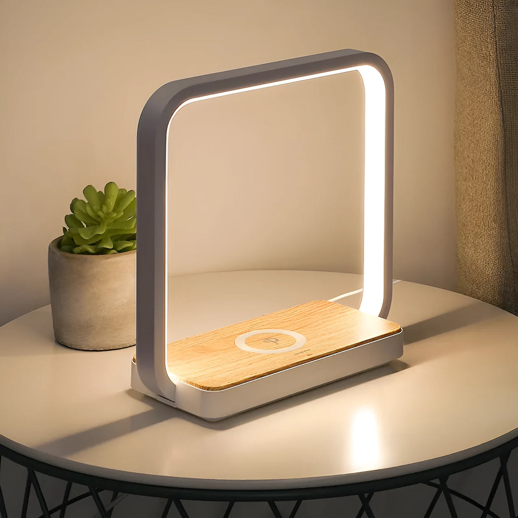 Smart touch sensor bedside lamp with voice control, aluminium shade, white/gold colours