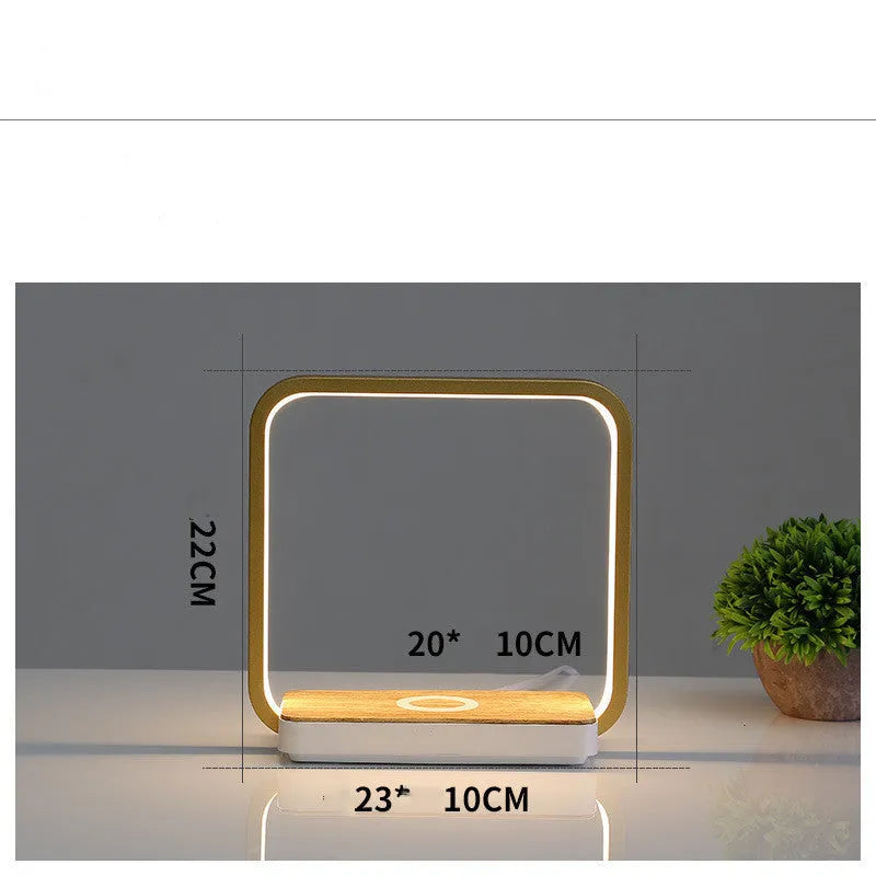 White or gold smart touch sensor bedside lamp with aluminium shade and USB cable.