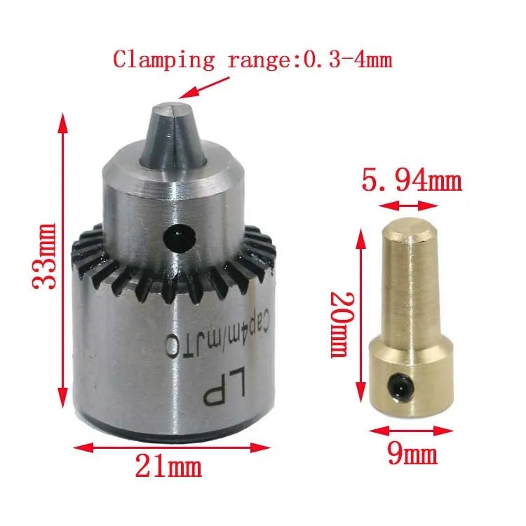 Hard alloy electric drill chuck with 3.17mm tail hole and sleeve on a white background.