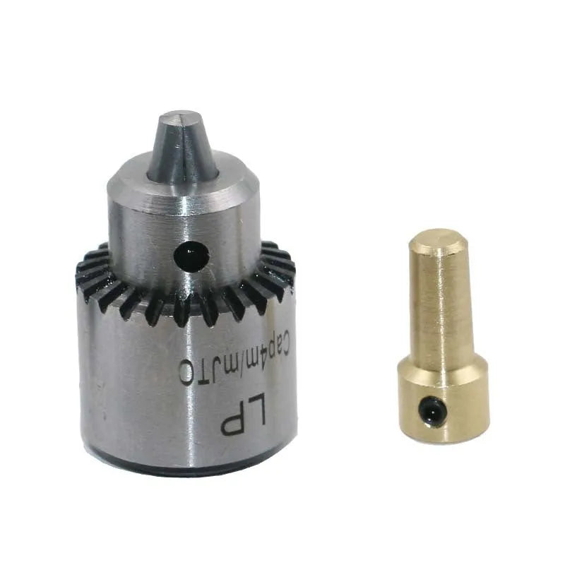 Hard alloy electric drill chuck with 3.17mm tail hole and sleeve on a white background.