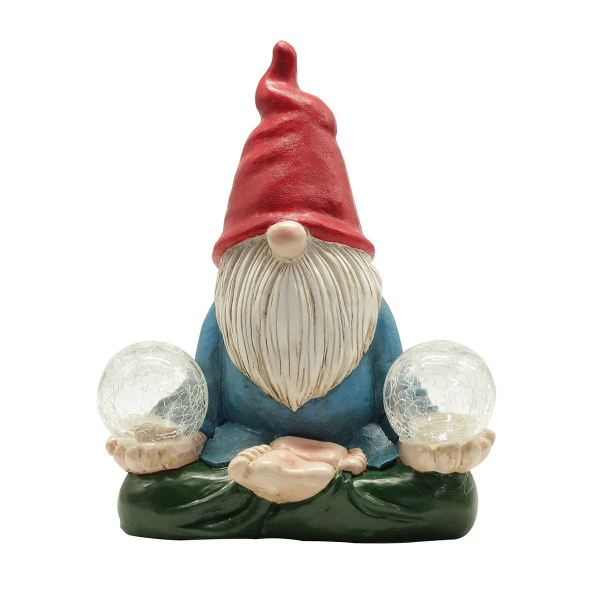 Solar LED resin dwarf ornament faceless old man statue 27cm tall outdoor garden decor
