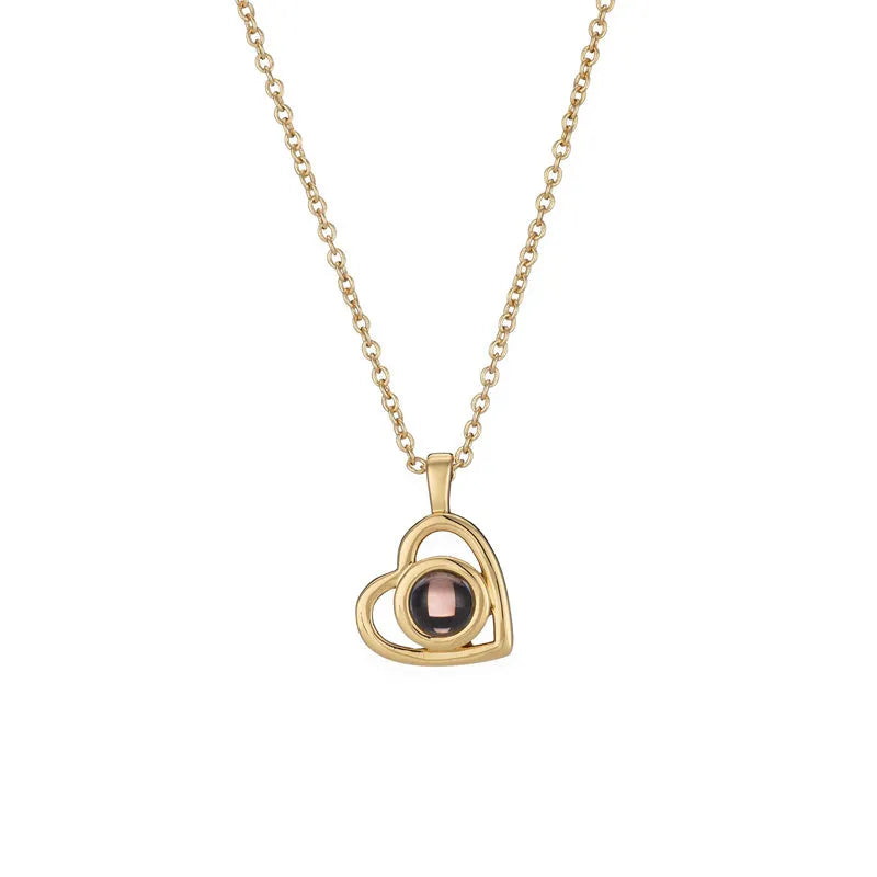 925 silver heart photo projection pendant with hidden picture carving in Silver finish