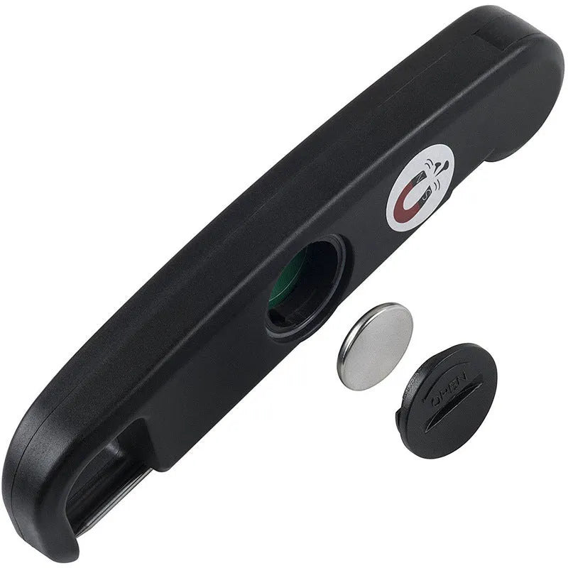 Black ABS food thermometer on white background, temperature range -50 to 300°C