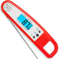 Black ABS food thermometer on white background, temperature range -50 to 300°C