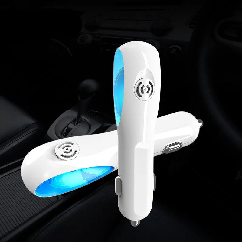 White PC negative ion air purifier with DC12V power for car and small room use