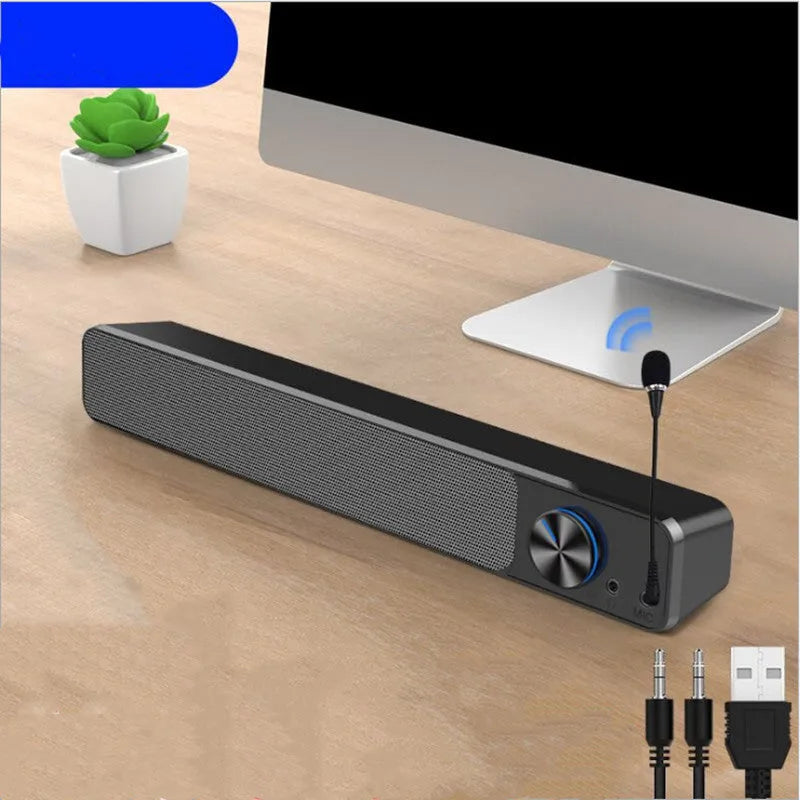 Black and white desktop computer speaker with ABS PC construction and Bluetooth connectivity options
