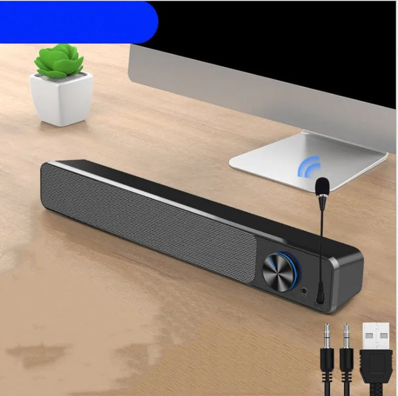 Black and white desktop computer speaker with ABS PC construction and Bluetooth connectivity options