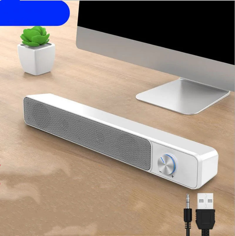 Black and white desktop computer speaker with ABS PC construction and Bluetooth connectivity options