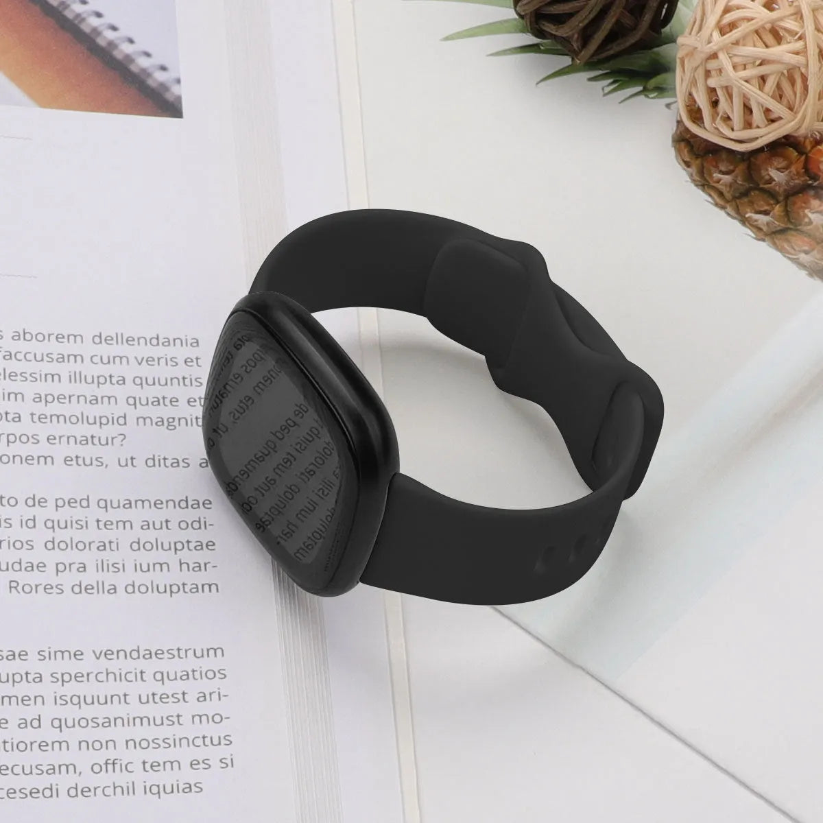 Fitbit Versa3 smart watch TPU silicone replacement strap in multiple colours showing size options.