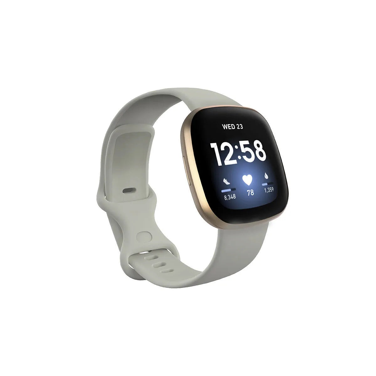 Fitbit Versa3 smart watch TPU silicone replacement strap in multiple colours showing size options.