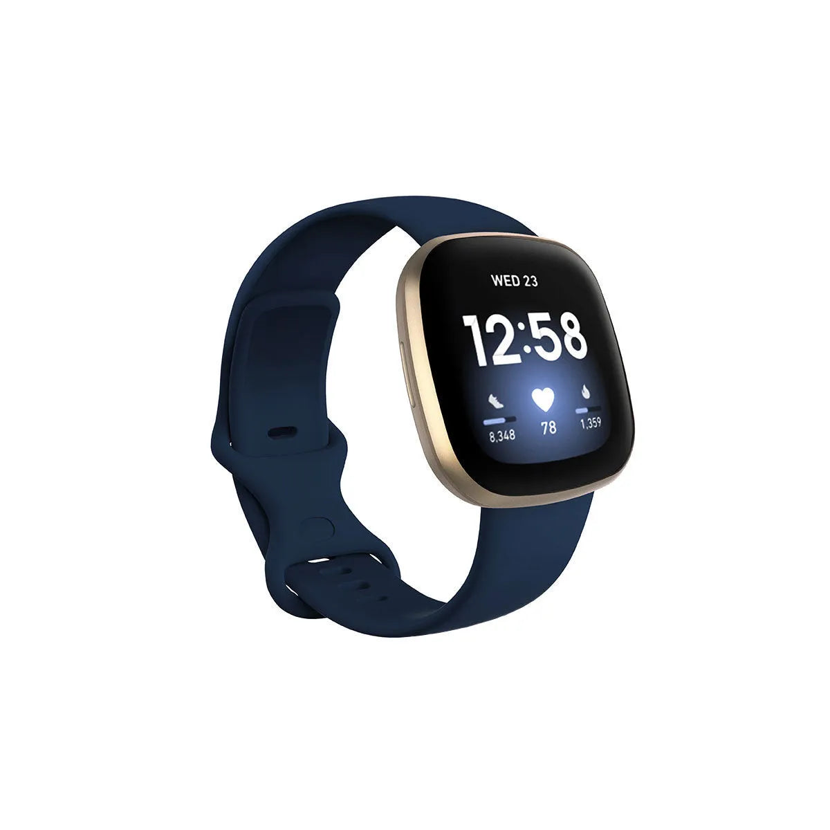 Fitbit Versa3 smart watch TPU silicone replacement strap in multiple colours showing size options.