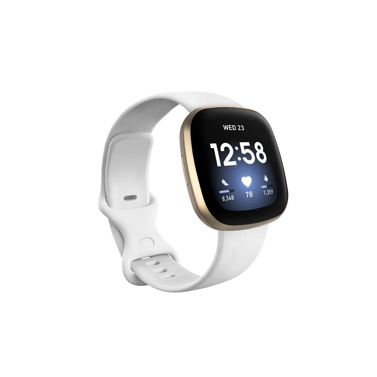 Fitbit Versa3 smart watch TPU silicone replacement strap in multiple colours showing size options.