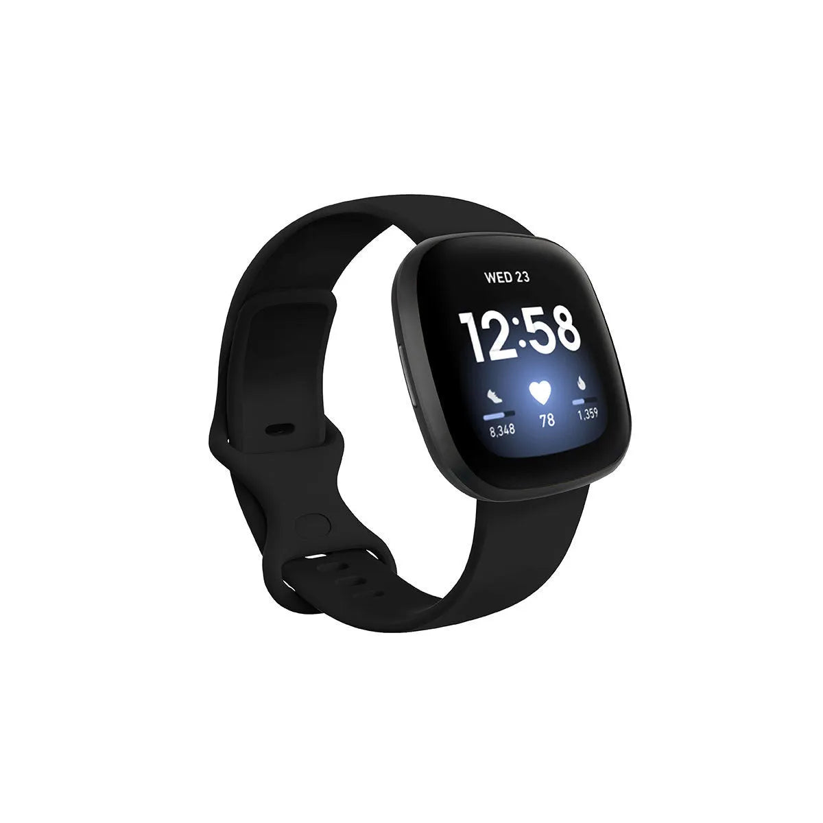 Fitbit Versa3 smart watch TPU silicone replacement strap in multiple colours showing size options.
