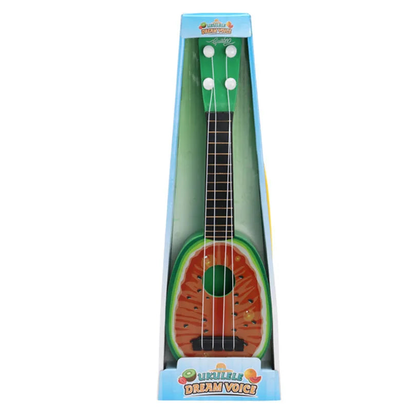Retro plastic ukulele simulation toy for children with colour box packaging