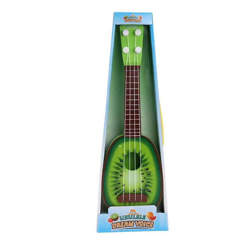 Retro plastic ukulele simulation toy for children with colour box packaging