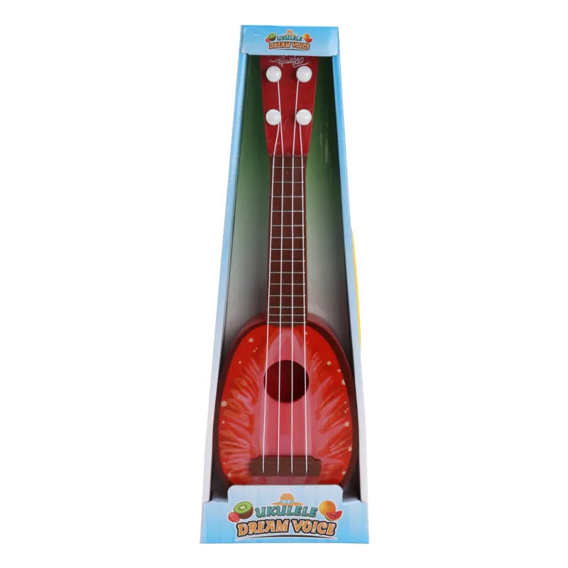Retro plastic ukulele simulation toy for children with colour box packaging