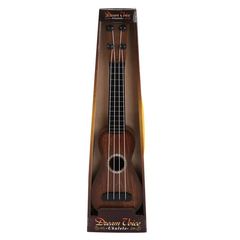 Retro plastic ukulele simulation toy for children with colour box packaging