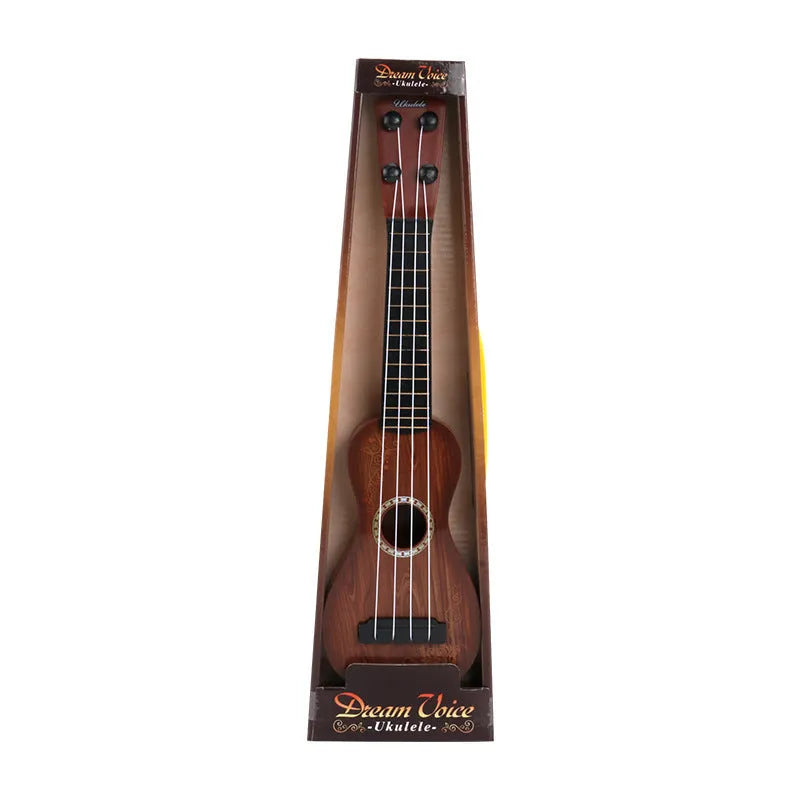 Retro plastic ukulele simulation toy for children with colour box packaging