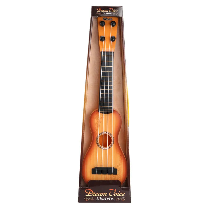 Retro plastic ukulele simulation toy for children with colour box packaging