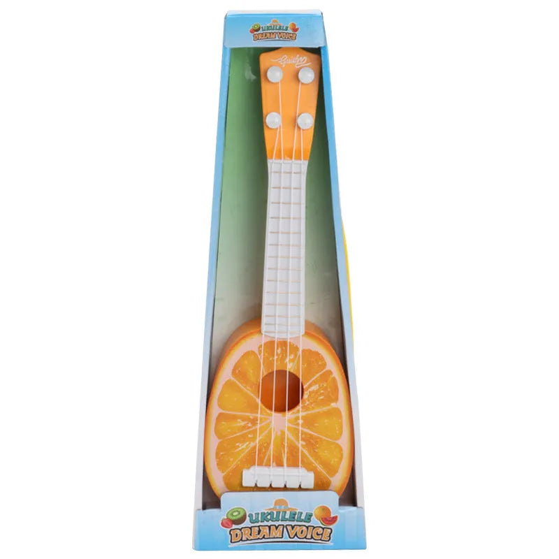 Retro plastic ukulele simulation toy for children with colour box packaging