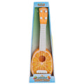 Simulation ukulele retro guitar toy in safety plastic, 38cm long, with colour box packaging