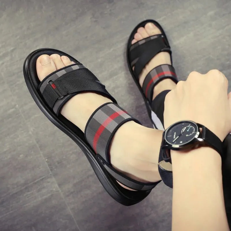 Youth summer sports sandals with Lycra upper and polyurethane sole in various sizes