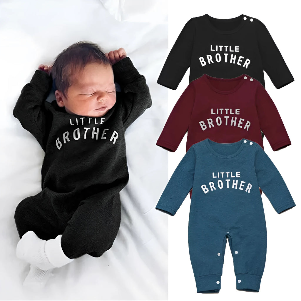 Male Alphabet long sleeved romper for newborn baby in cotton, black colour, sizes 70-100