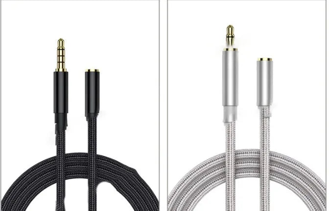 Nylon braided car audio extension cable in black, 1.5m length, bare wire ends