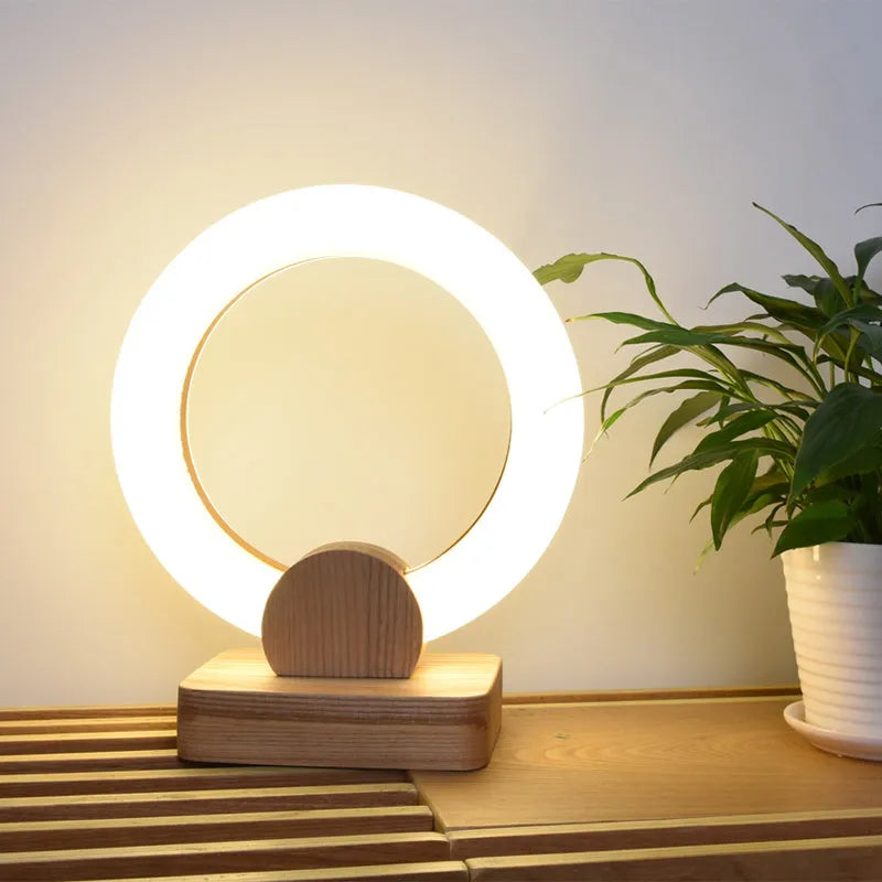 Wooden art circular chandelier with acrylic shade, 20cm diameter, Nordic style for living room