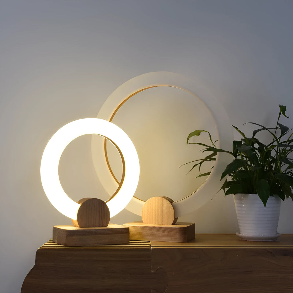 Wooden art circular chandelier with acrylic shade, 20cm diameter, Nordic style for living room