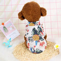 Hawaiian Teddy small dog shirt in cloth fabric with short sleeves and button closure, blue colour