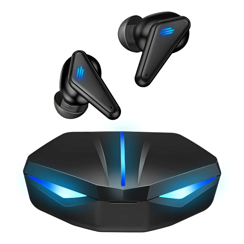 Blue Private Model K55 wireless Bluetooth gaming earbuds with TWS stereo design.