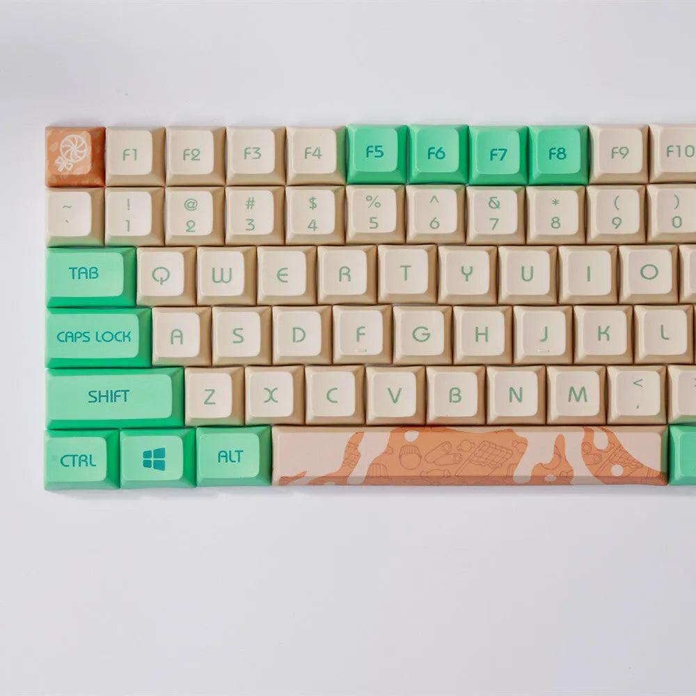 Mint Toffee DSA profile PBT sublimation mechanical keyboard keycap set with XDA104 layout