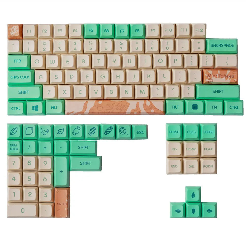 Mint Toffee DSA profile PBT sublimation mechanical keyboard keycap set with XDA104 layout
