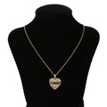 Colourful cubic zirconia heart pendant necklace on copper chain in gold silver rose gold 23x18mm