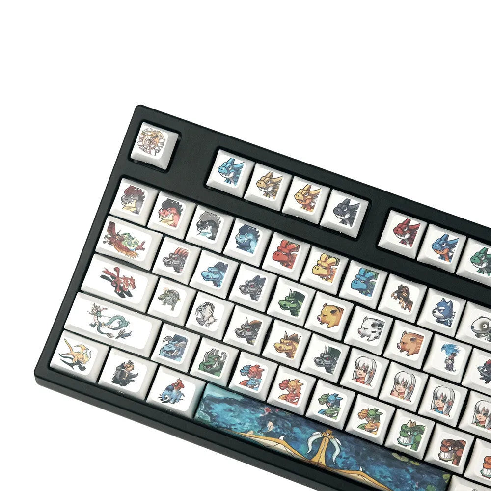 Xda Little Monster sublimation printed mechanical keyboard keycaps with cartoon designs