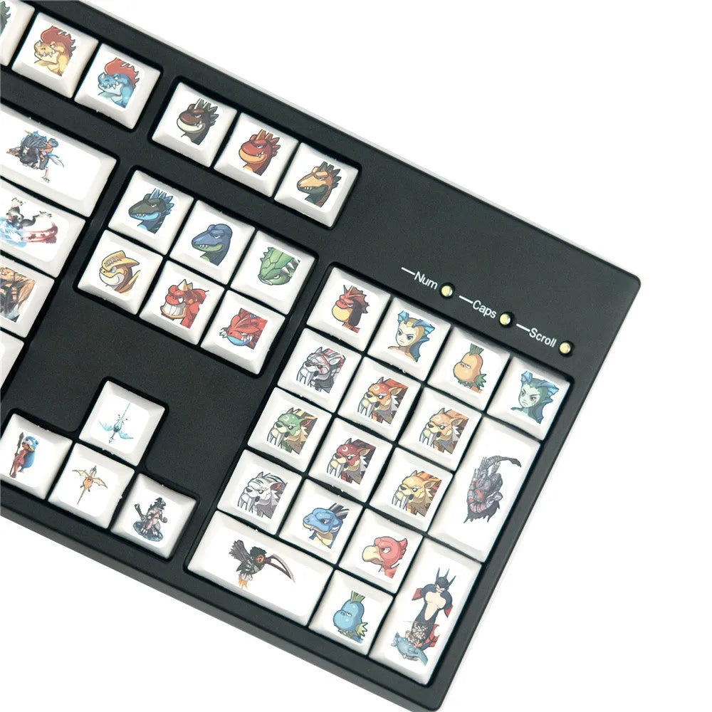 Xda Little Monster sublimation printed mechanical keyboard keycaps with cartoon designs
