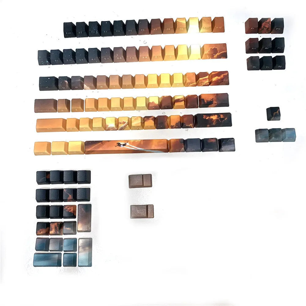 Saturn planet engraved mechanical keyboard keycaps with O-Ring design for Cherry MX switches