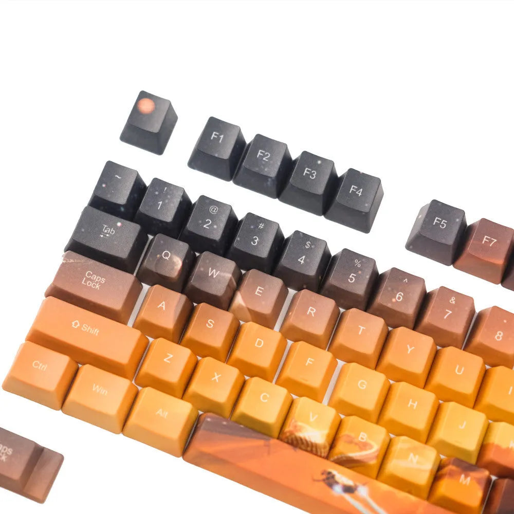 Saturn planet engraved mechanical keyboard keycaps with O-Ring design for Cherry MX switches