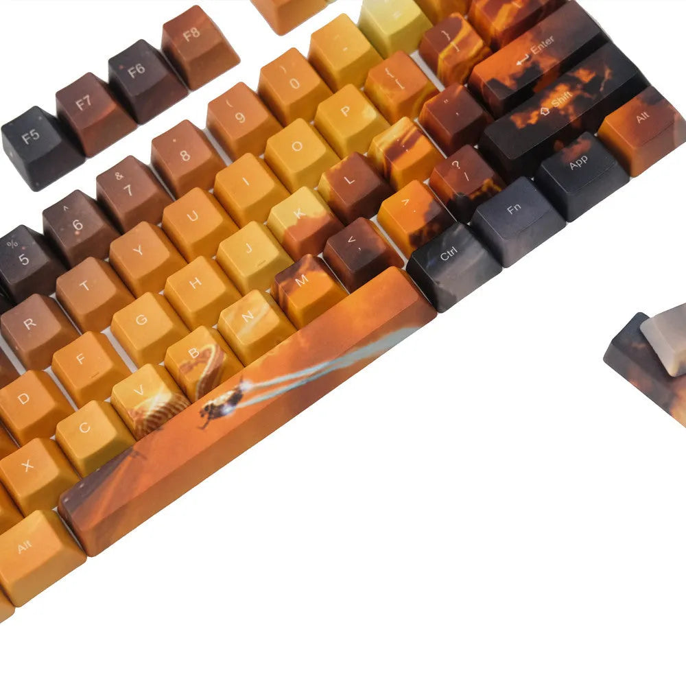 Saturn planet engraved mechanical keyboard keycaps with O-Ring design for Cherry MX switches