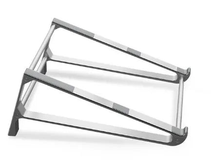 Aluminium alloy notebook computer stand with tablet holder in dark gray, compact desktop riser for laptop