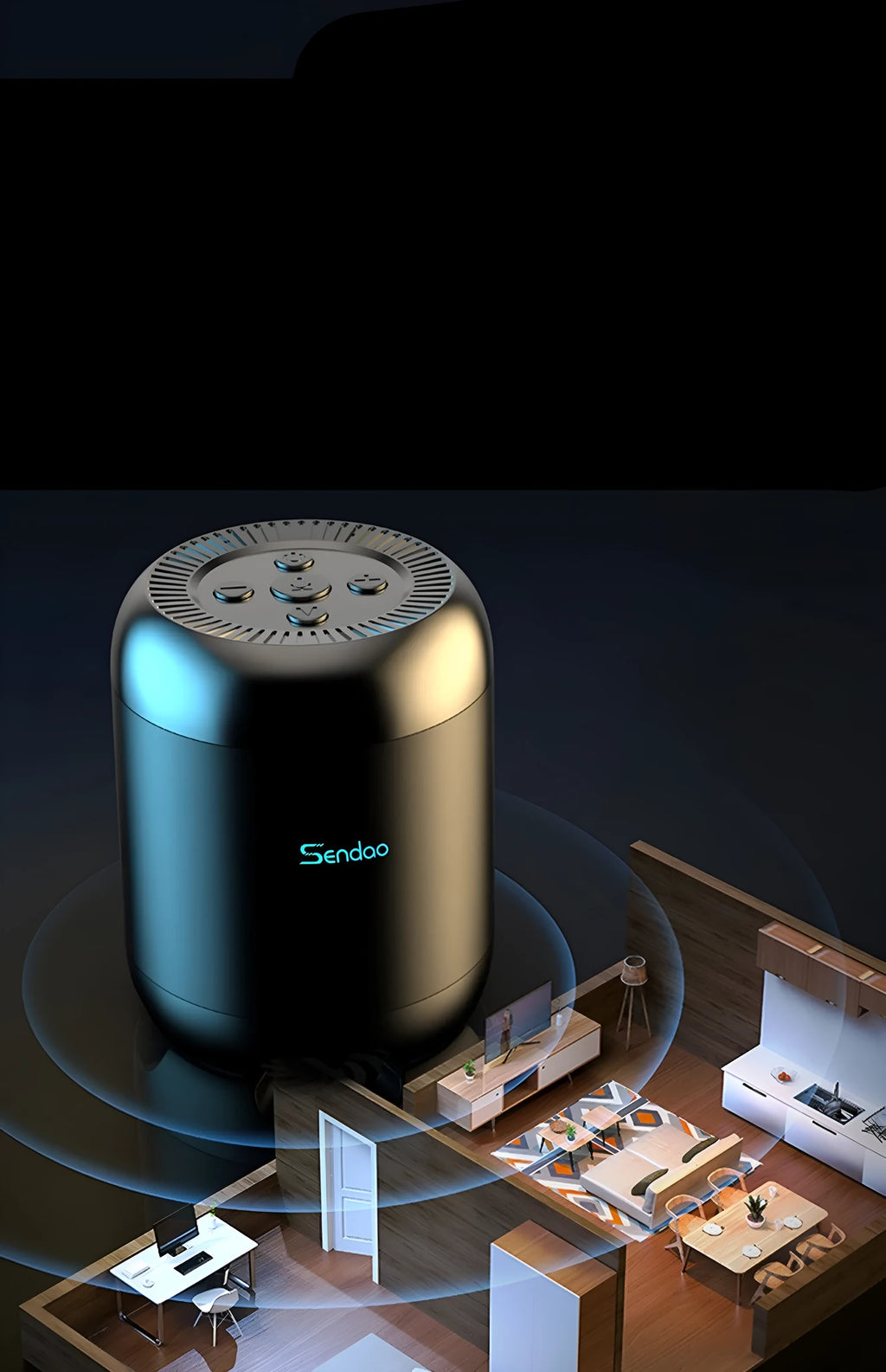 Compact black and white portable Bluetooth speaker with card reader slot showing 90x73x73mm dimensions