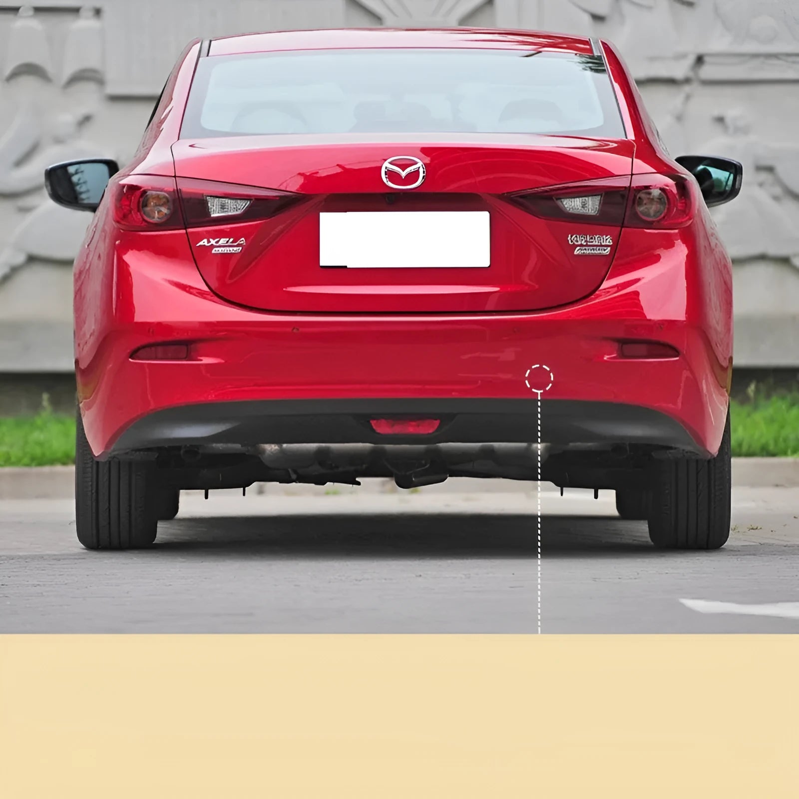 Mazda 3 Axela sedan rear bumper trailer cover in Soul Red – 2014-2019 model