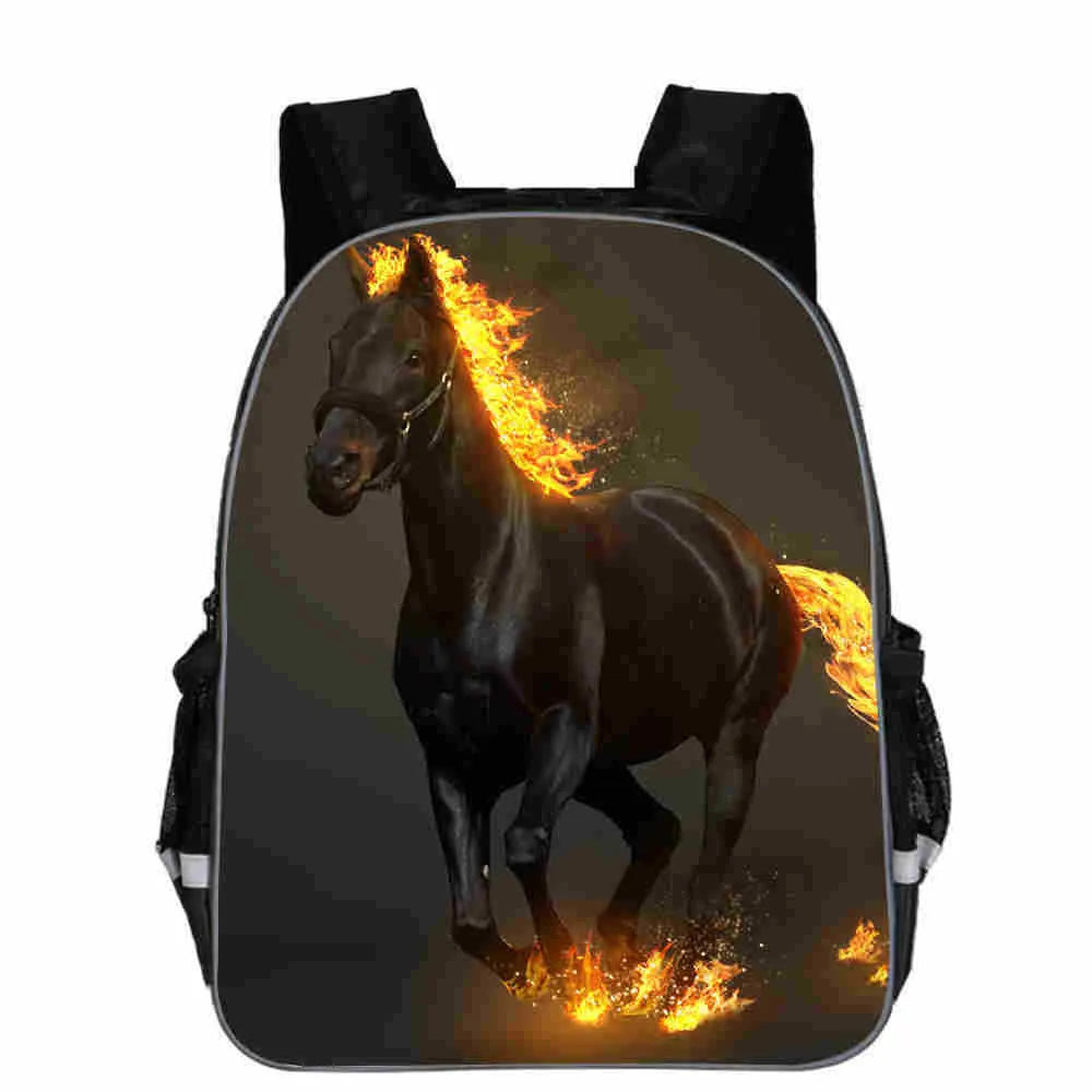 Horse animal head cartoon design school backpack in multiple colours and sizes