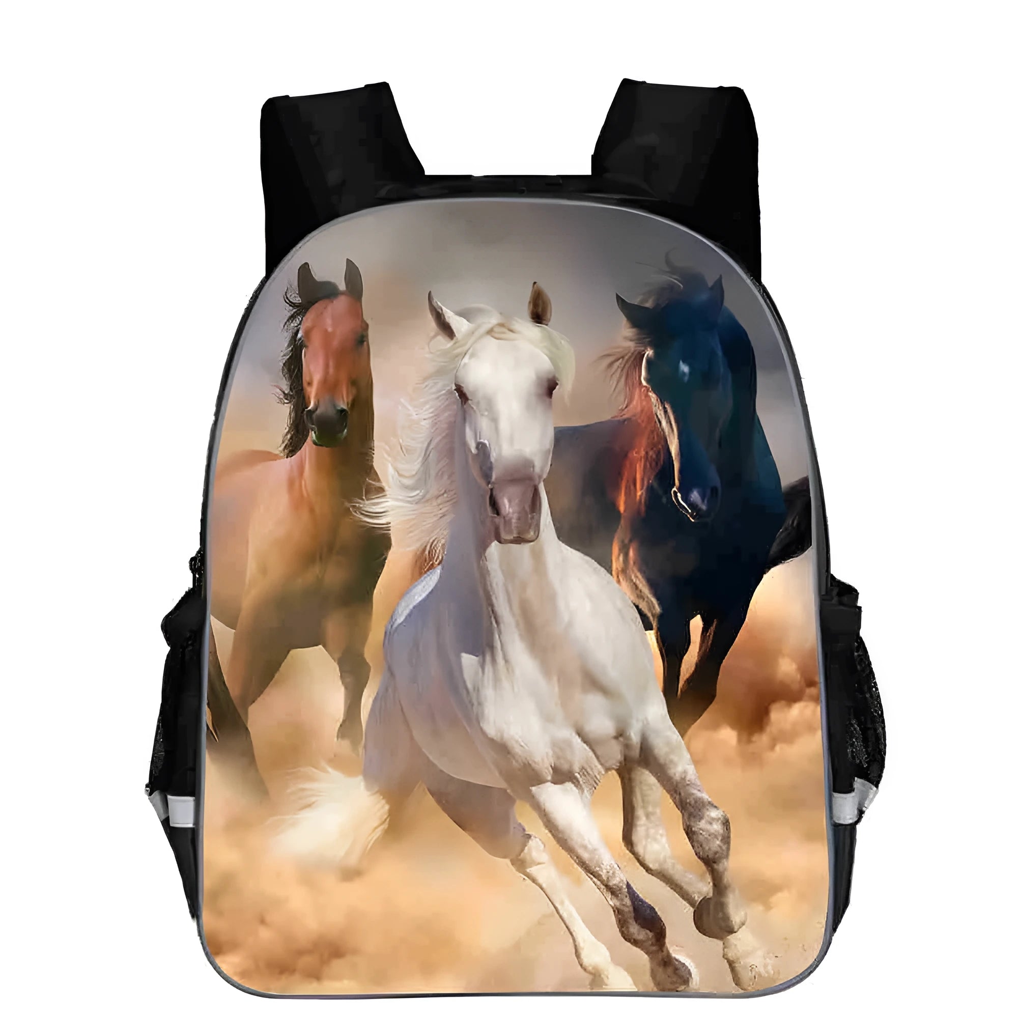 Horse animal head cartoon design school backpack in multiple colours and sizes