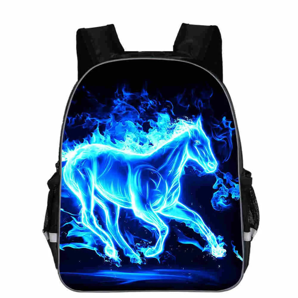 Horse animal head cartoon design school backpack in multiple colours and sizes
